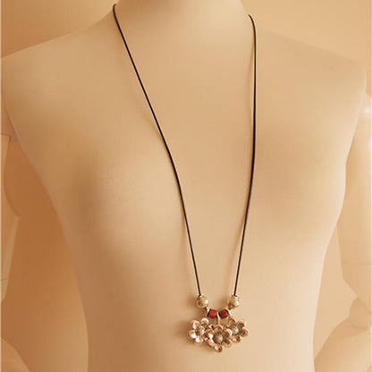 Vintage Wood Beads Indie FolkAlloy Necklace