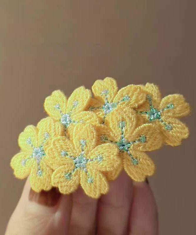 Cute Pink Knit Embroidery Floral Hairpin