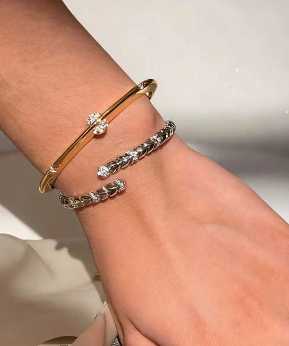 Chic Golden Zircon Rotatable Tungsten Steel Bangle