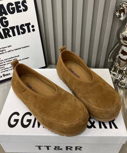 Comfortable Splicing Flat Shoes For Women Yellow Suede