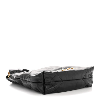 Shiny Calfskin Quilted Mini Chanel 22 Black