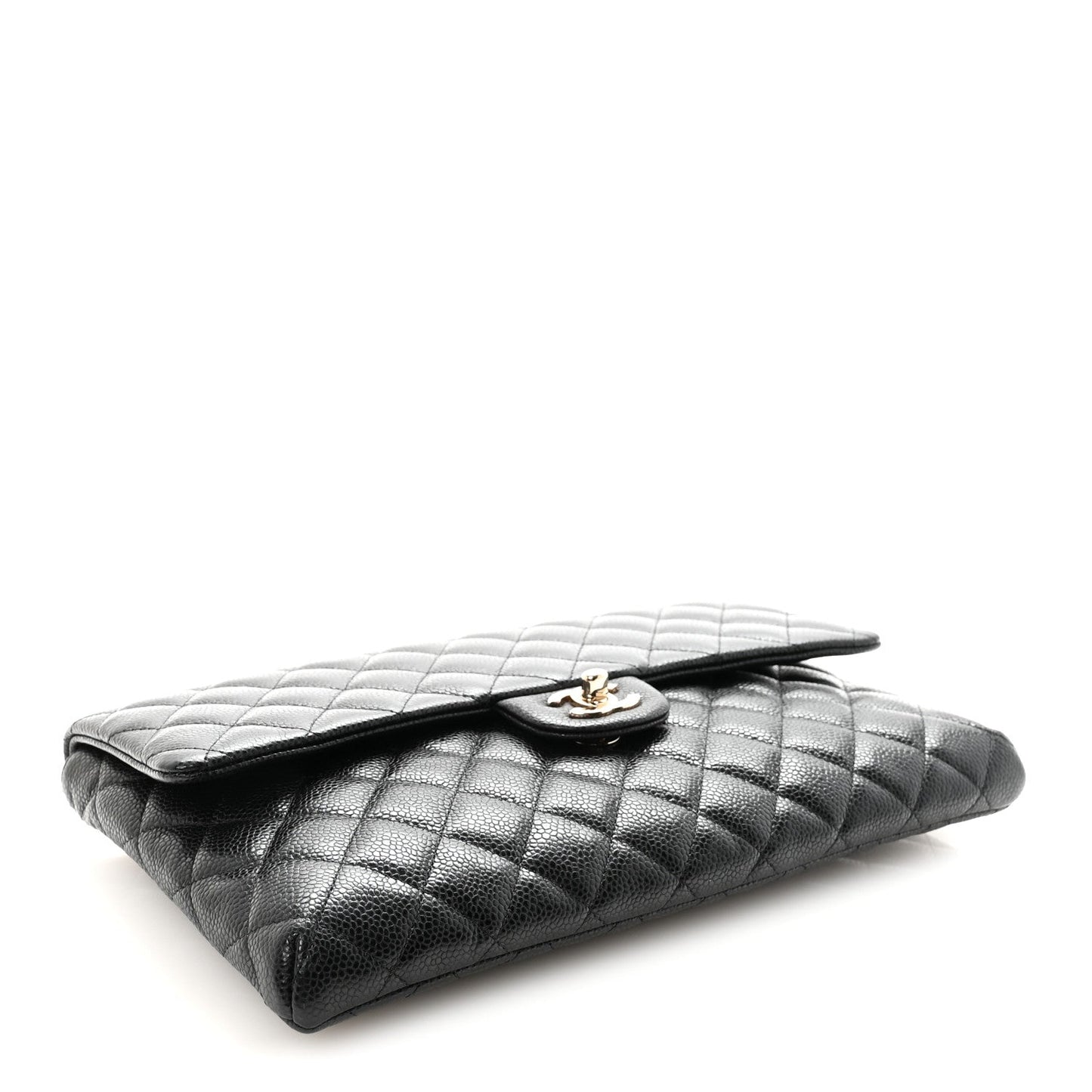 Caviar Quilted Flap Clutch Black