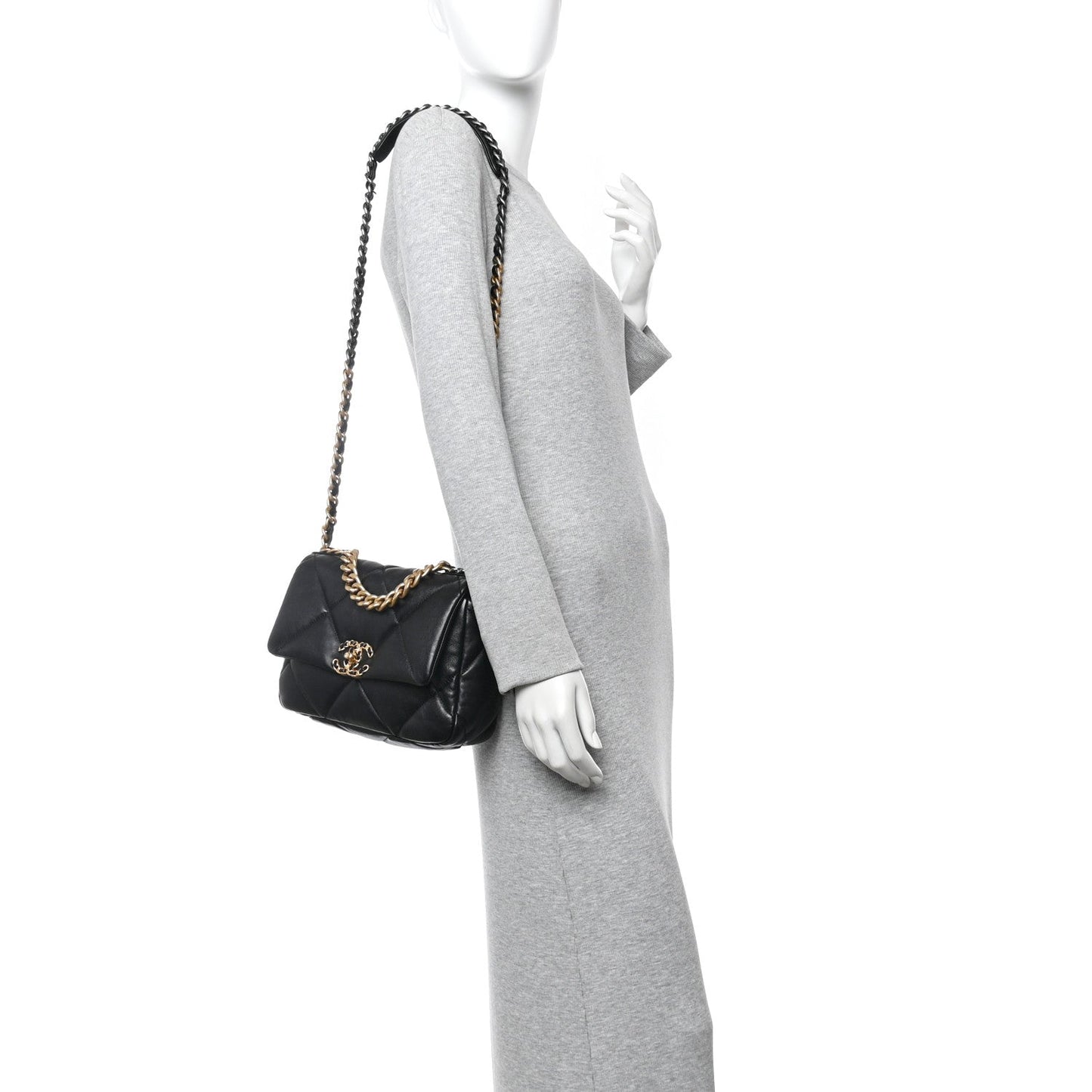 Lambskin Quilted Medium Chanel 19 Flap Black