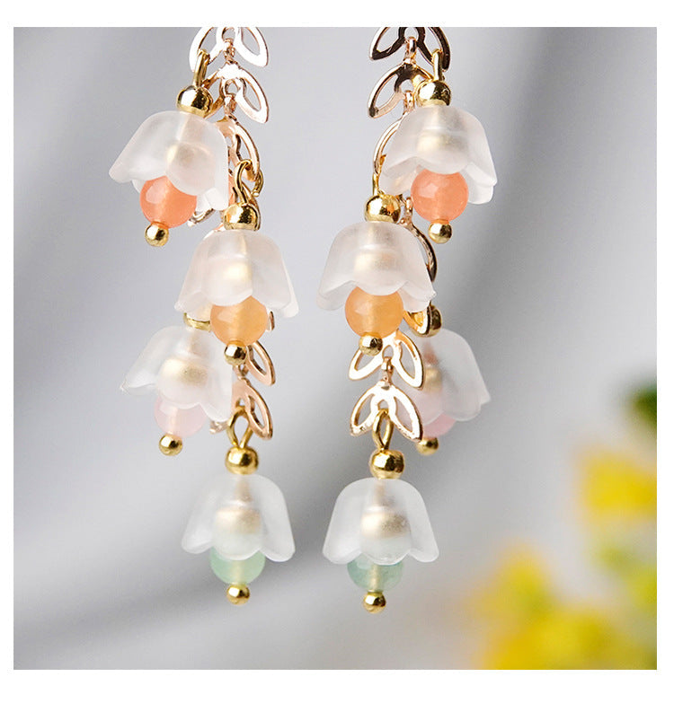 Glass Lily of the Valley Earrings Long Tassel Earrings