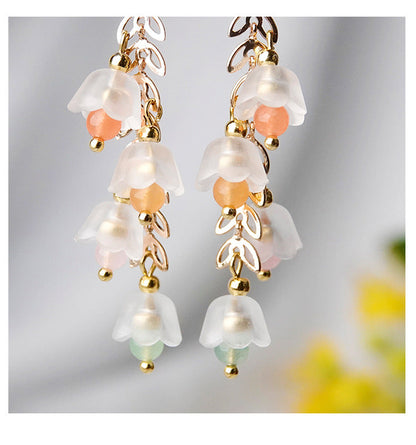 Glass Lily of the Valley Earrings Long Tassel Earrings