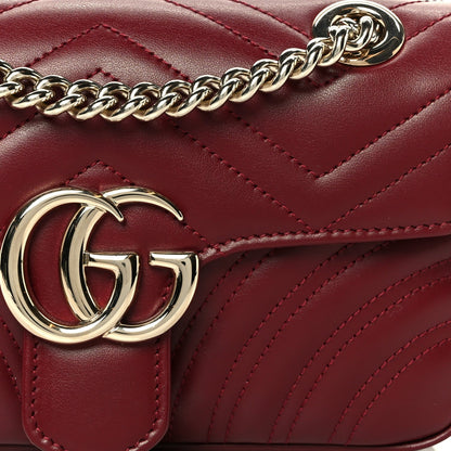 Lambskin Matelasse Small GG Marmont Shoulder Bag Rosso Ancora