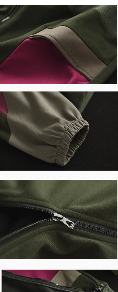 Retro Color-Blocking Loose Long-Sleeved Casual Literary Jacket