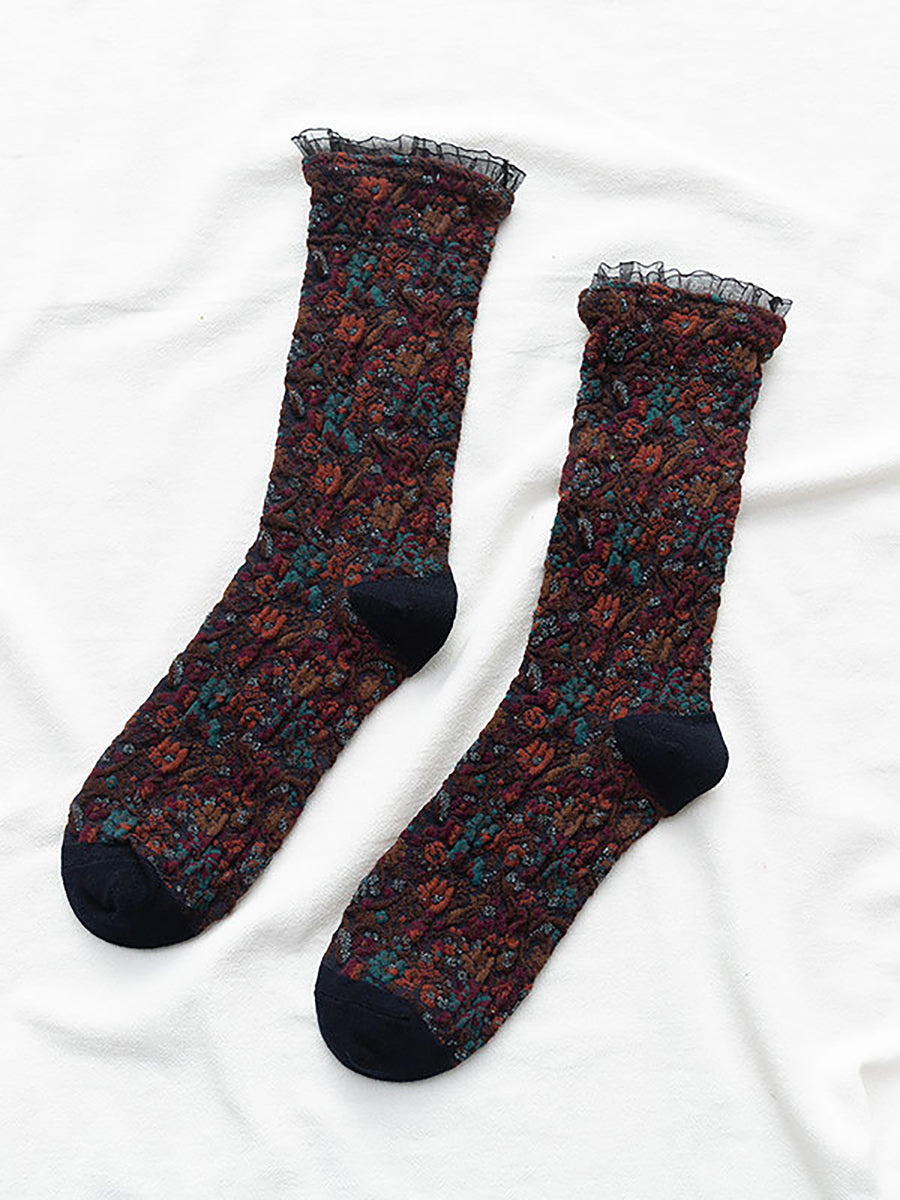Women Cotton Lolita Style 5 Pairs Socks