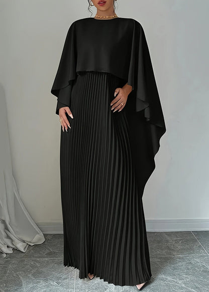 Elegant Black Patchwork Solid Maxi Dress Spring