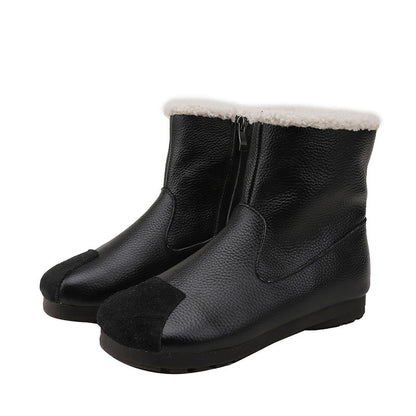 Women Vintage Zipper Splicing Leather Boots