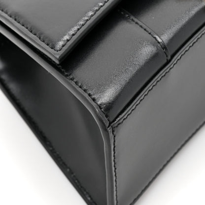 Shiny Box Calfskin Hourglass Top Handle Bag XS Black