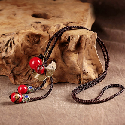 Original Handmade Vintage Apricot Leaf Long Necklace