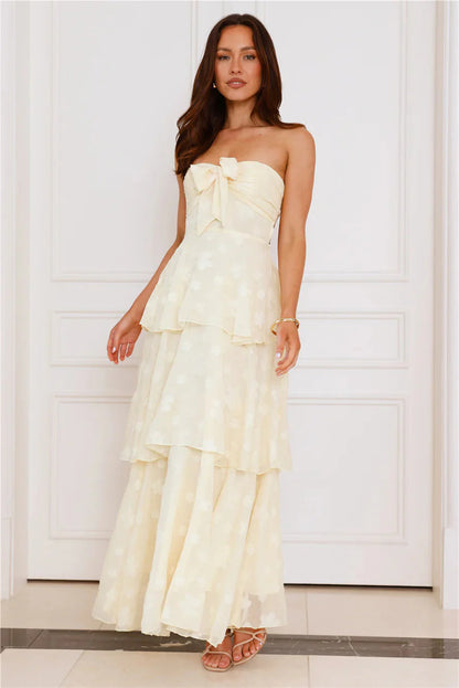Tranquil Twilight Strapless Maxi Dress Yellow