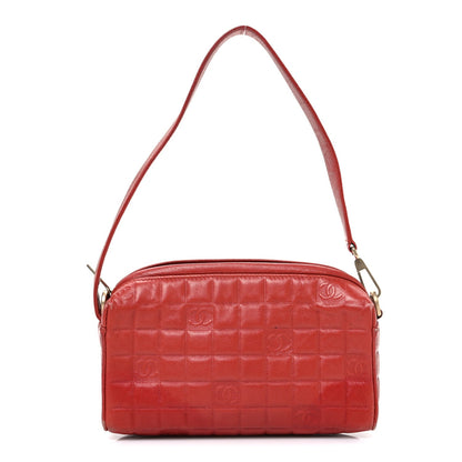 Lambskin Embossed CC Chocolate Bar Shoulder Bag Red