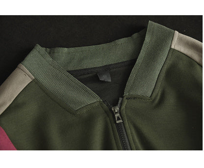 Retro Color-Blocking Loose Long-Sleeved Casual Literary Jacket