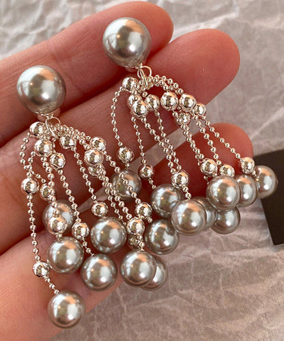 Stylish White Fireworks Pearl Alloy Drop Earrings