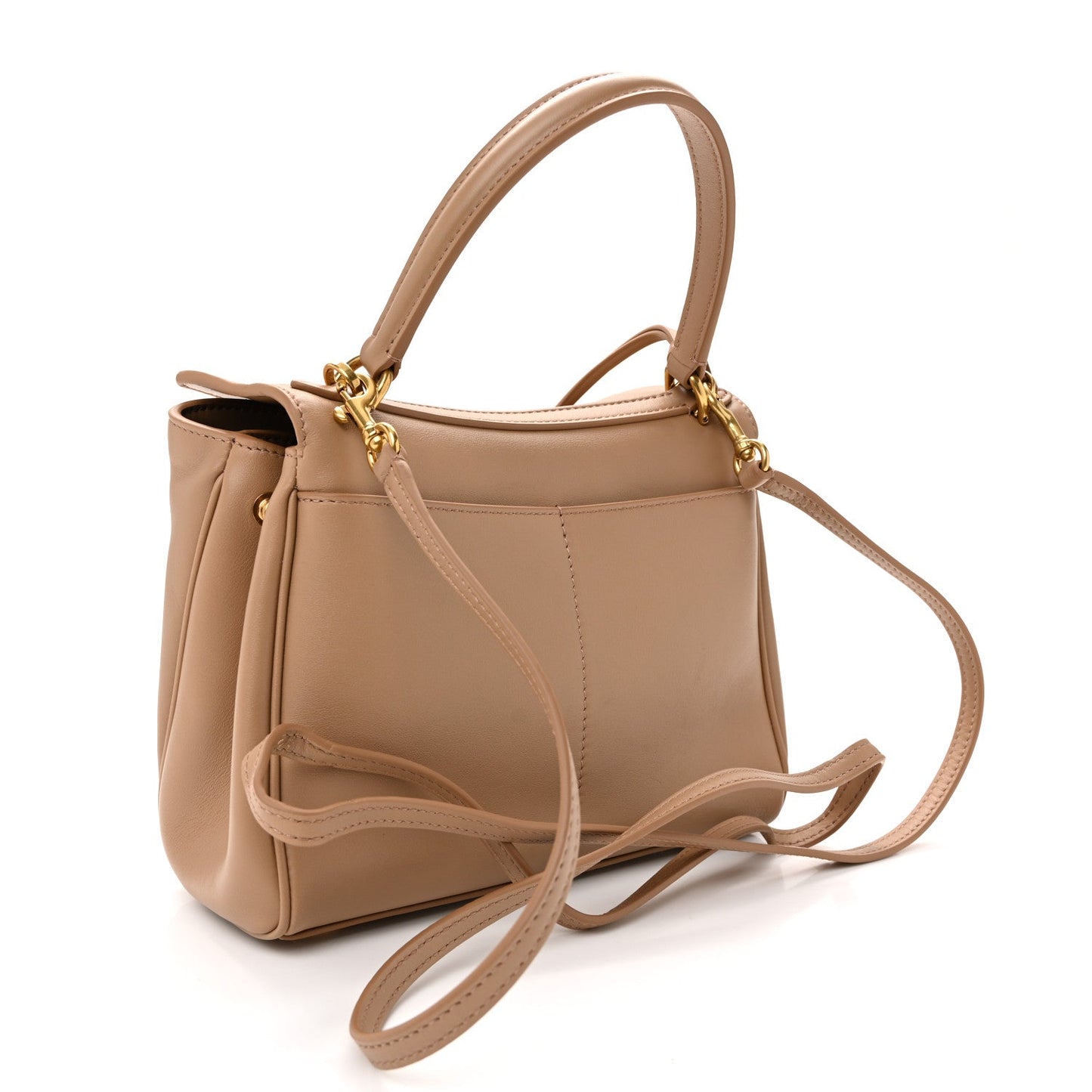 Natural Smooth Calfskin Mini Rodeo Top Handle Handbag Latte