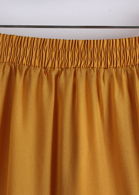 Orange Elastic Waist Tulle A Line Skirts Summer