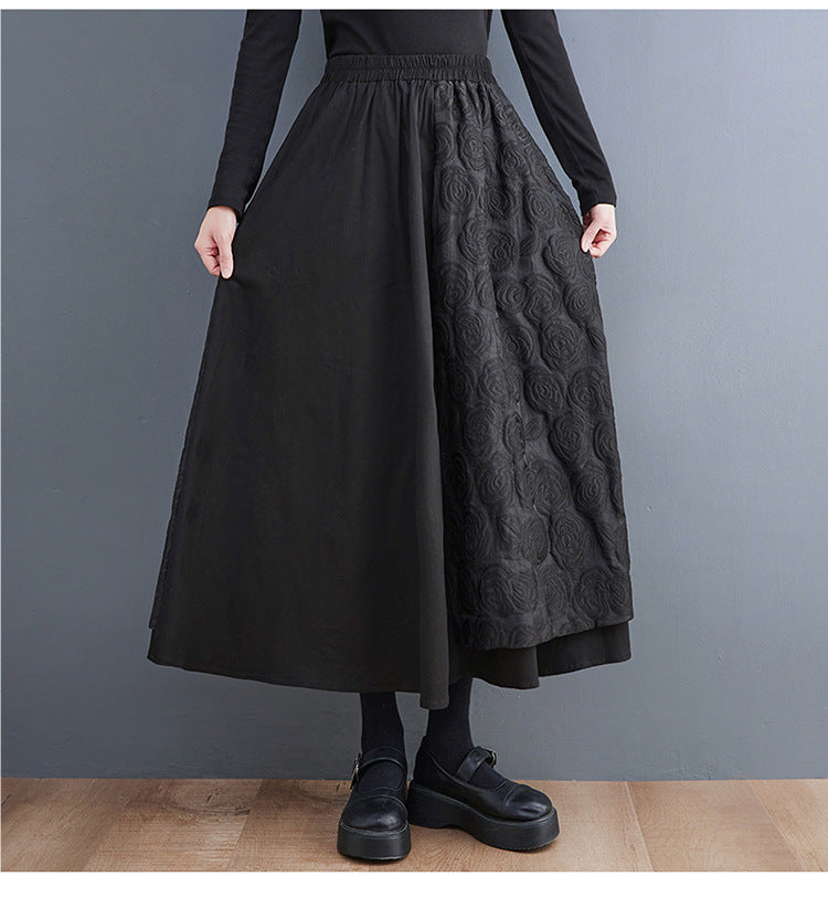 Loose Plus Size Stitching Design Skirt