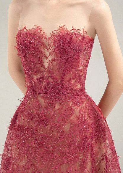Chic Cold Shoulder Sequins High Waist Lace Long Dress Sleeveless
