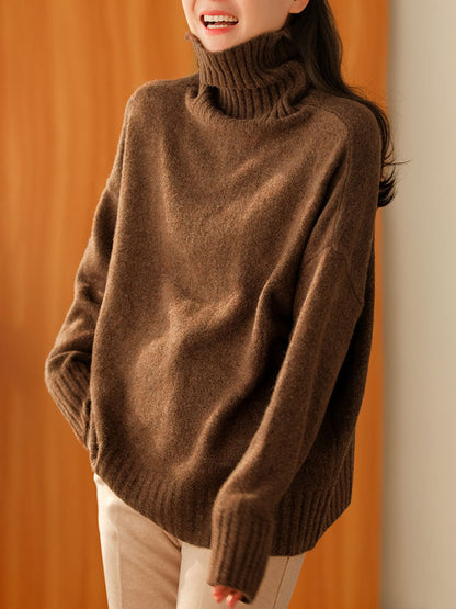 Women Winter Casual Soft Knitted Solid Loose Sweater
