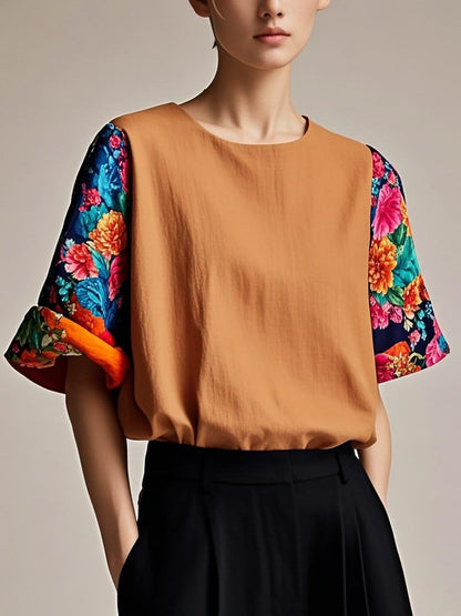 Fitted Green color scheme Patchwork Cotton Tank Summer