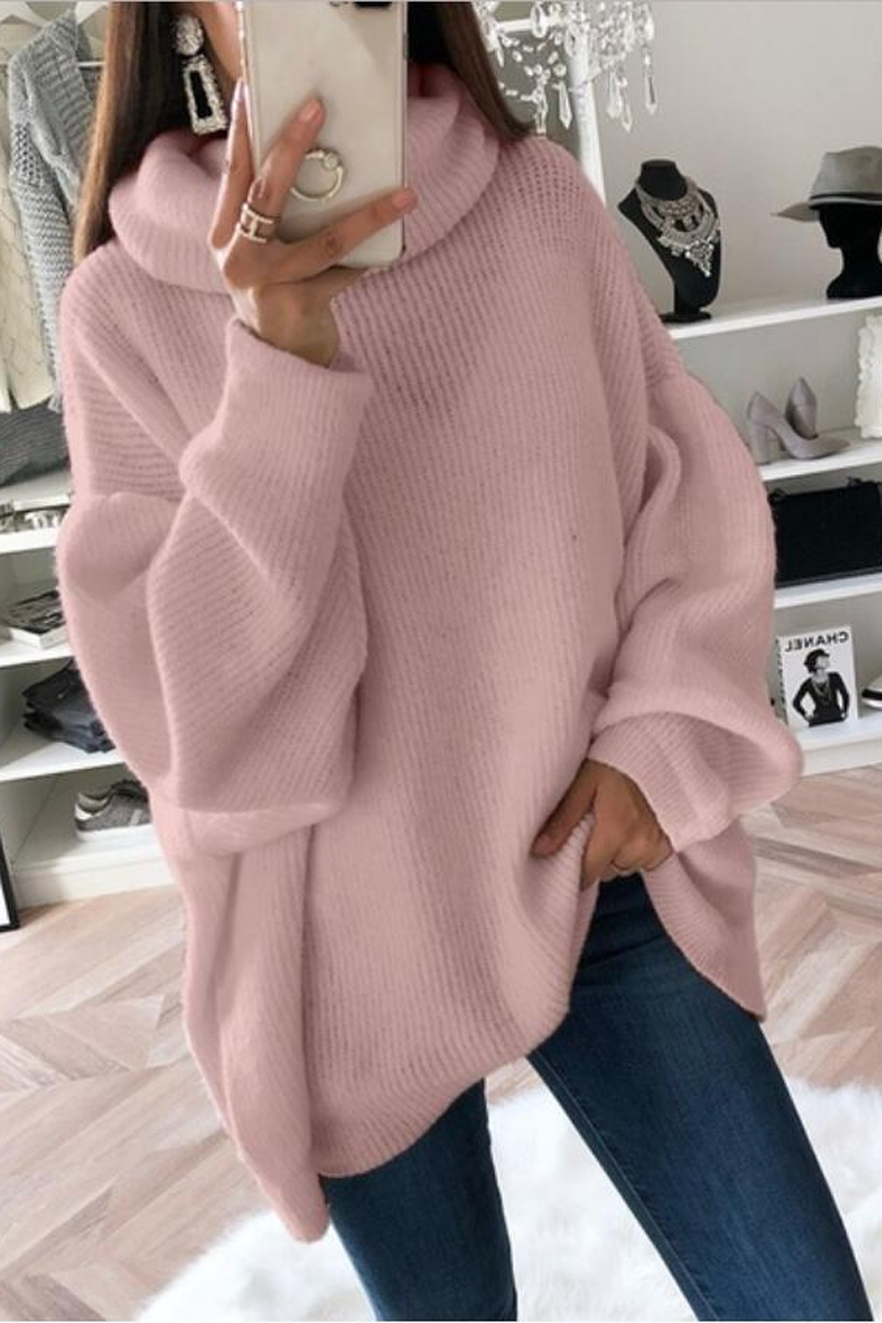 Solid Color Turtleneck Knit Sweater