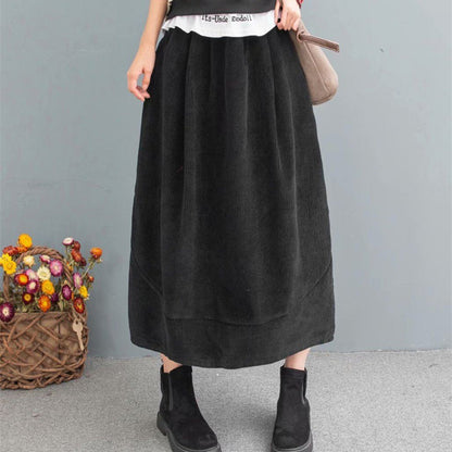 Cozy Autumn Retro Corduroy Casual Loose Skirt