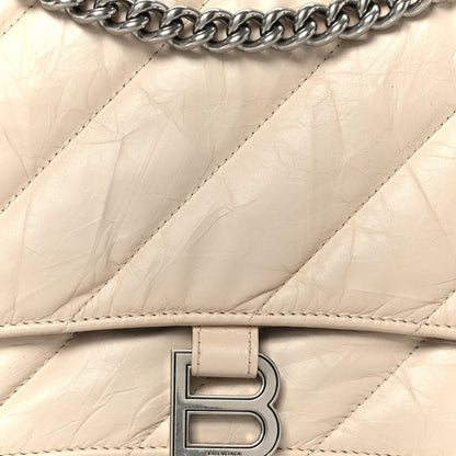 Crushed Calfskin Quilted Medium Crush Chain Bag Nude