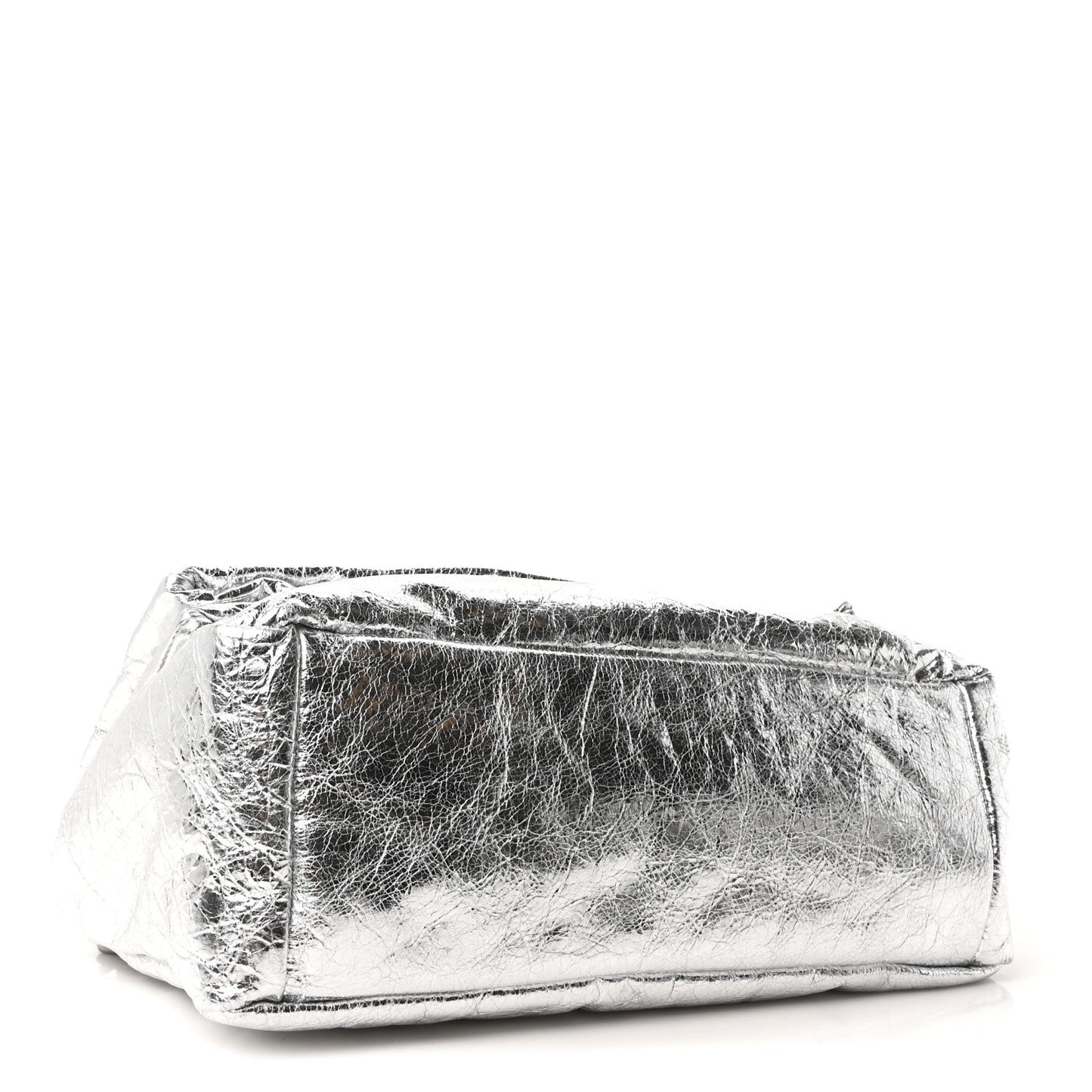 Metallized Arena Calfskin Medium Monaco Chain Shoulder Bag Silver