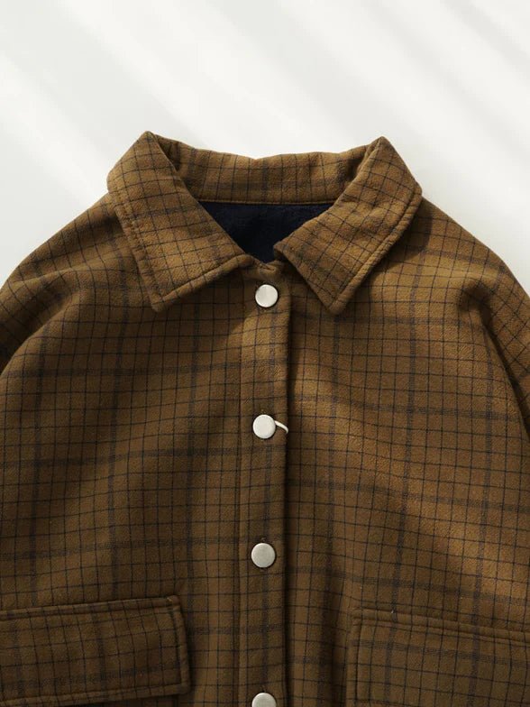 Vintage Loose Plaid Print Single Breasted Coat