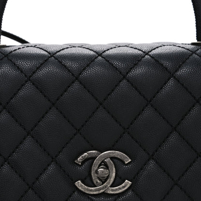 Caviar Quilted Medium Coco Handle Flap Black
