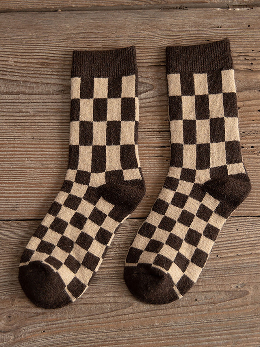 6 Pairs Women Winter Warm Mid Tube Thickened Wool Socks
