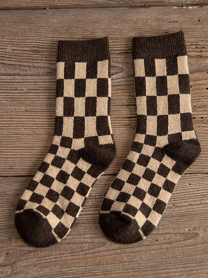 6 Pairs Women Winter Warm Mid Tube Thickened Wool Socks