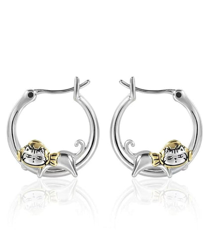 Casual Silk Copper Alloy Kitty Hoop Earrings