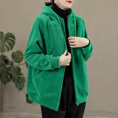 Autumn Winter Solid Orly Velvet Loose Hoodie