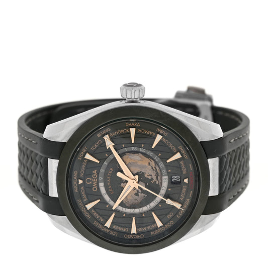 Stainless Steel Rubber 43mm Seamaster Aqua Terra World Time Chronometer Automatic Watch Green 220.30.43.22.10.001