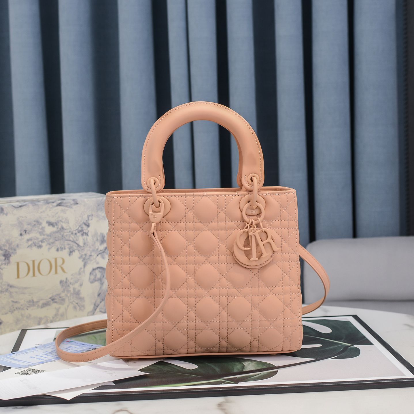 Dior Medium Dior Bag Blush Ultramatte Cannage Calfskin Women