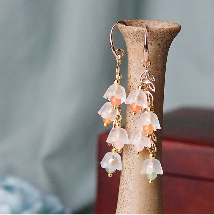 Glass Lily of the Valley Earrings Long Tassel Earrings