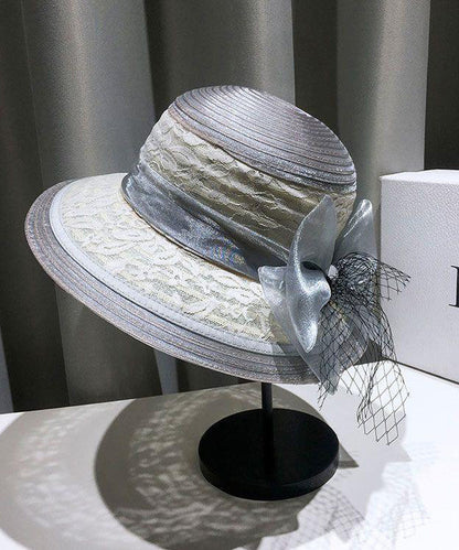 Summer Fashion Black Lace Bow Tulle Bucket Hat