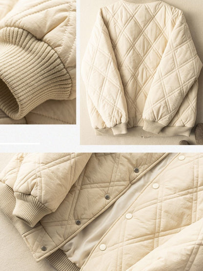 Women's Autumn And Winter Literature Retro Rhombic 100% Polyester Coat