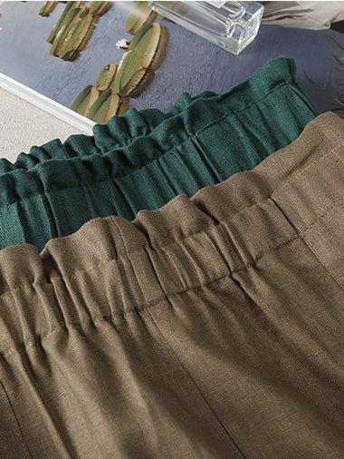 Solid Color Elastic Waist A-Line Casual Linen Skirt