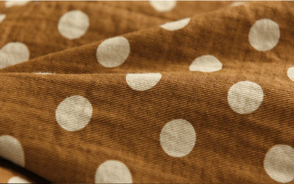 Vintage Printed Cotton And Linen Slim Elastic Waist A-Line Skirt