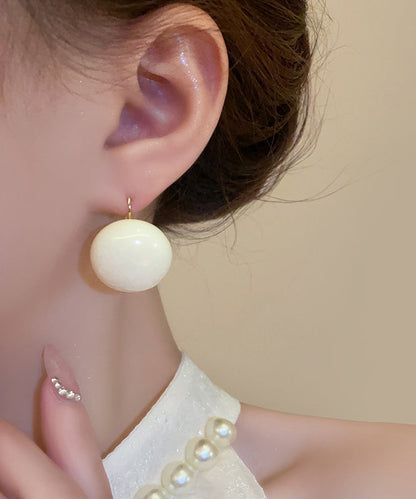 Cute Pink Copper Alloy Resin Hoop Earrings