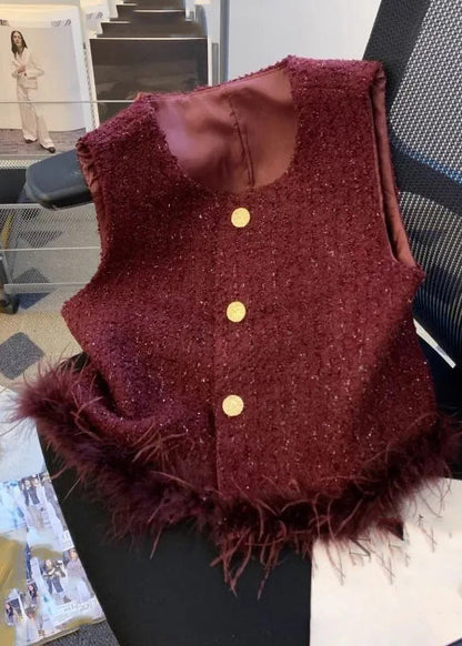 Handmade Mulberry O-Neck Patchwork Waistcoat Sleeveless