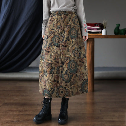 Vintage Patchwork Floral Large Thermal A-Line Skirt