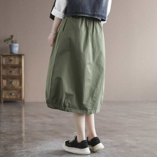 Cozy Solid Cotton Vintage Loose Skirt