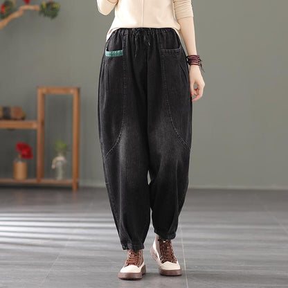 Autumn Vintage Plus Size Casual Cotton Denim Pants