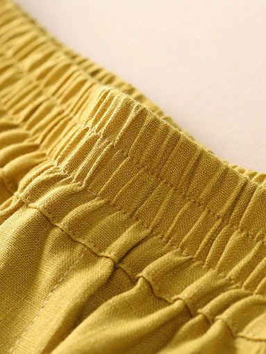 Loose Linen High Waist Solid Wide Leg Cropped Pants