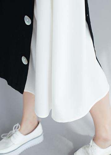 Handmade black patchwork white clothes For Women o neck A Line Dresses